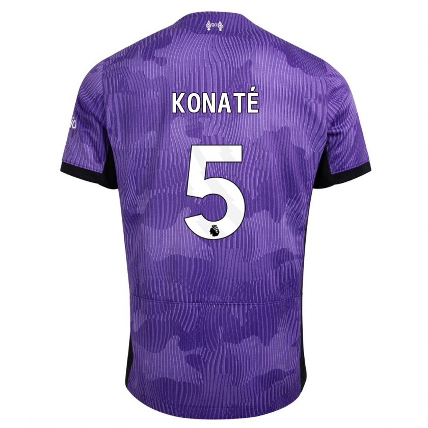 Kandiny Niño Camiseta Ibrahima Konaté #5 Púrpura Equipación Tercera 2023/24 La Camisa Chile