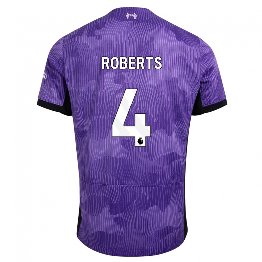 Kandiny Niño Camiseta Rhiannon Roberts #4 Púrpura Equipación Tercera 2023/24 La Camisa Chile