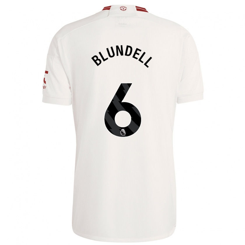 Kandiny Niño Camiseta Hannah Blundell #6 Blanco Equipación Tercera 2023/24 La Camisa Chile