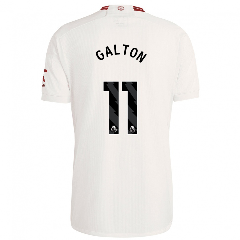 Kandiny Niño Camiseta Leah Galton #11 Blanco Equipación Tercera 2023/24 La Camisa Chile