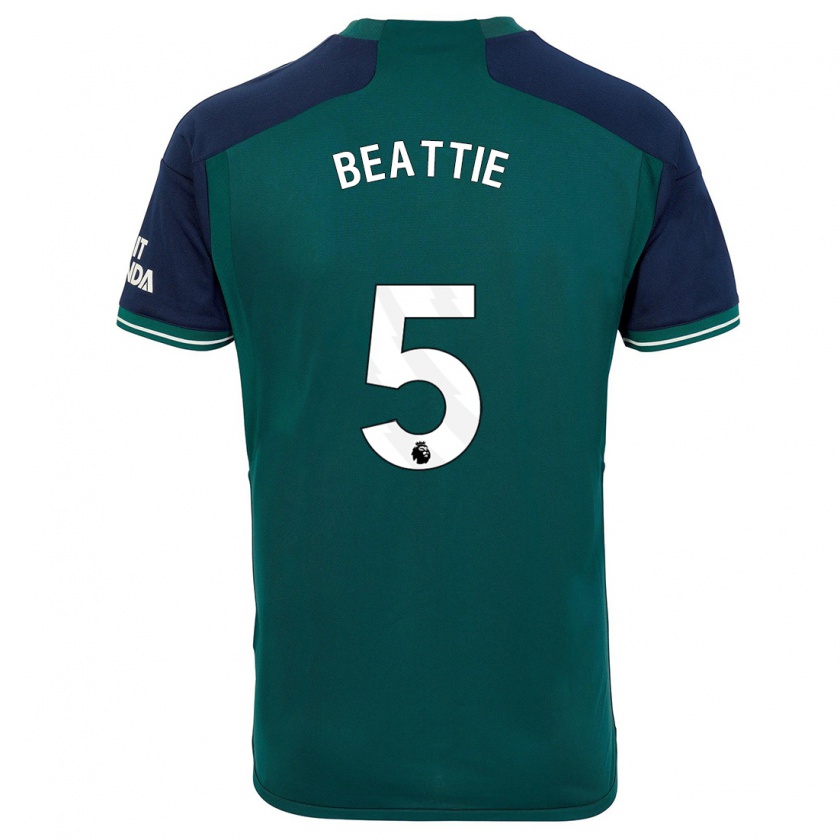 Kandiny Niño Camiseta Jen Beattie #5 Verde Equipación Tercera 2023/24 La Camisa Chile