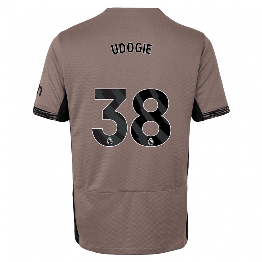 Kandiny Niño Camiseta Destiny Udogie #38 Beige Obscuro Equipación Tercera 2023/24 La Camisa Chile