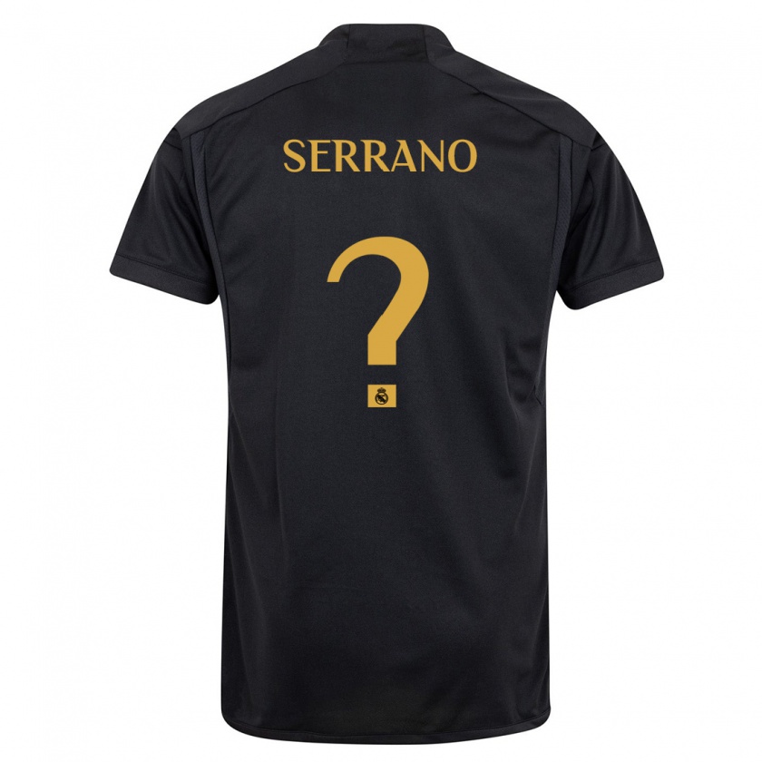Kandiny Niño Camiseta Manu Serrano #0 Negro Equipación Tercera 2023/24 La Camisa Chile