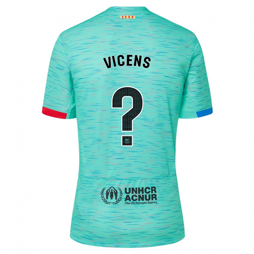Kandiny Niño Camiseta Biel Vicens #0 Aguamarina Clara Equipación Tercera 2023/24 La Camisa Chile
