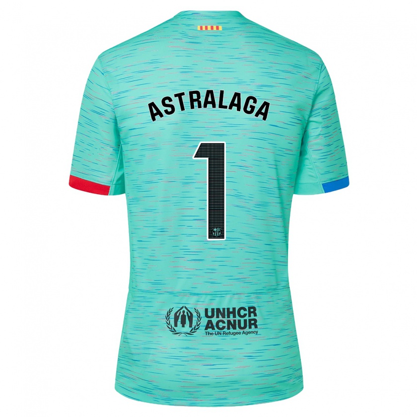 Kandiny Niño Camiseta Ander Astralaga #1 Aguamarina Clara Equipación Tercera 2023/24 La Camisa Chile