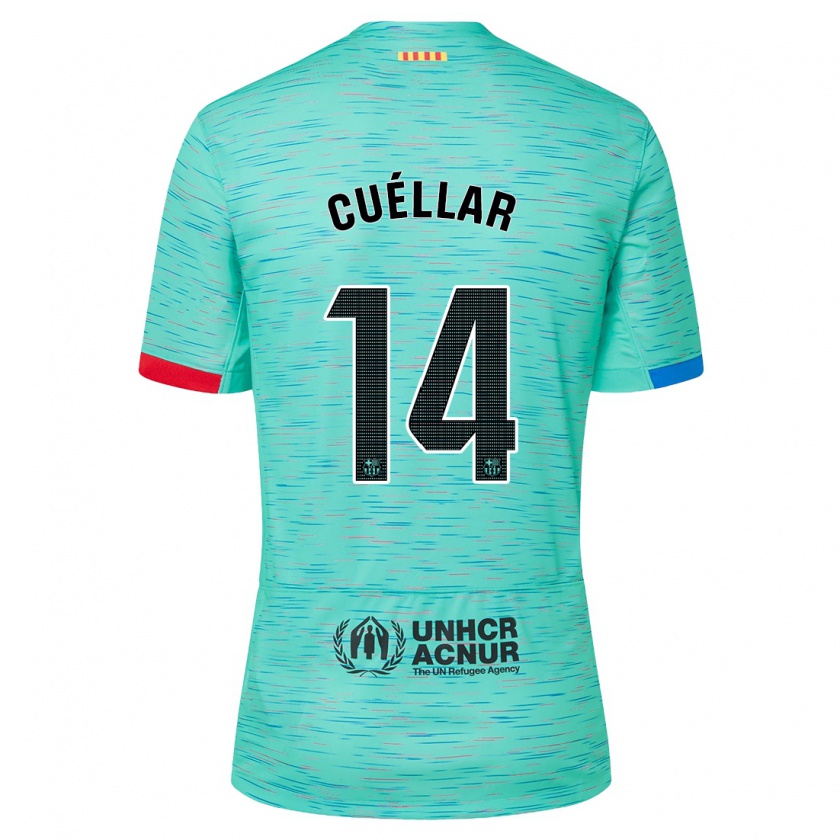 Kandiny Niño Camiseta Jaume Cuéllar #14 Aguamarina Clara Equipación Tercera 2023/24 La Camisa Chile