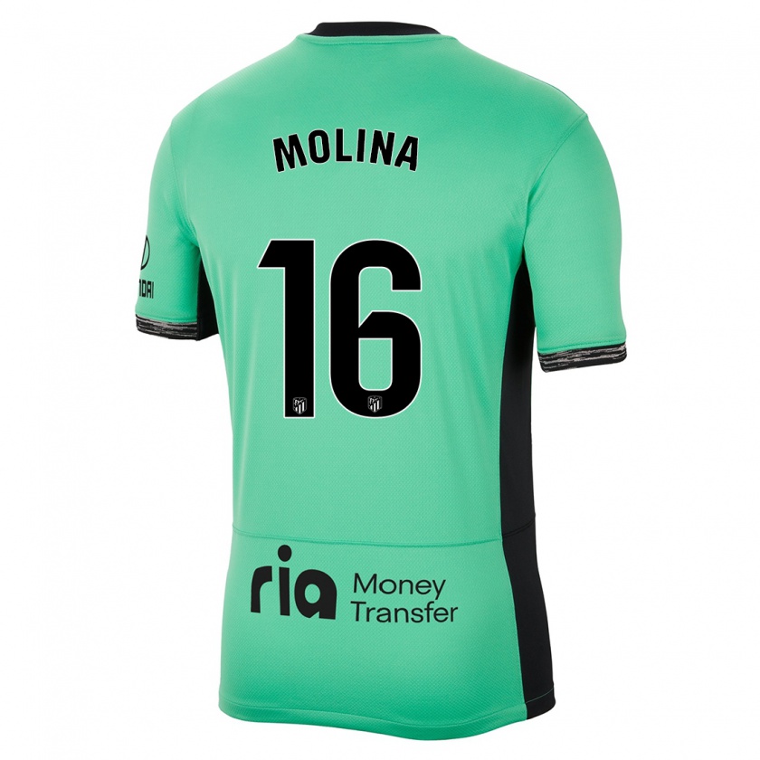 Kandiny Niño Camiseta Nahuel Molina #16 Primavera Verde Equipación Tercera 2023/24 La Camisa Chile