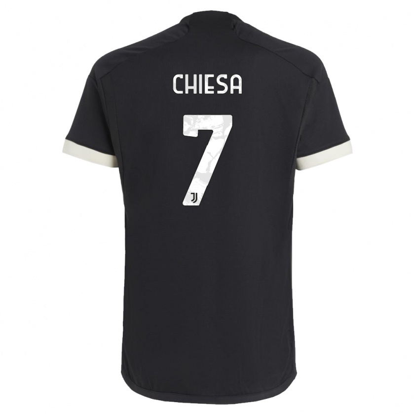 Kandiny Niño Camiseta Federico Chiesa #7 Negro Equipación Tercera 2023/24 La Camisa Chile