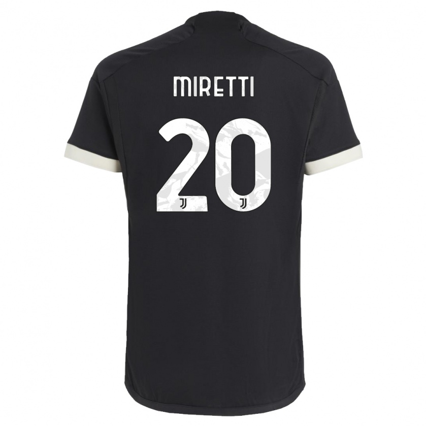 Kandiny Niño Camiseta Fabio Miretti #20 Negro Equipación Tercera 2023/24 La Camisa Chile