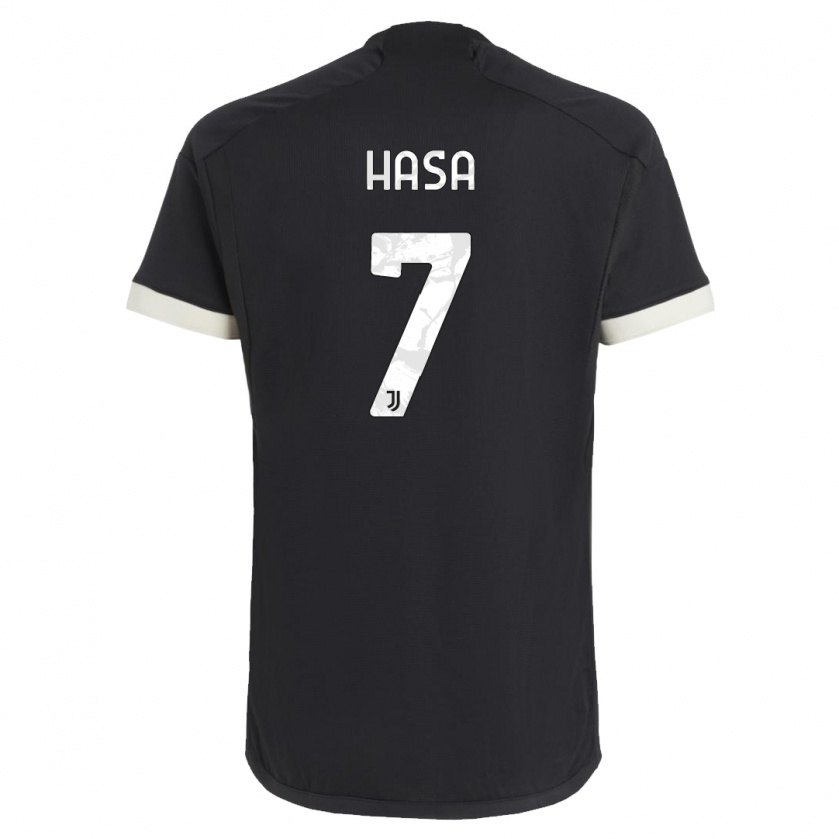Kandiny Niño Camiseta Luis Hasa #7 Negro Equipación Tercera 2023/24 La Camisa Chile