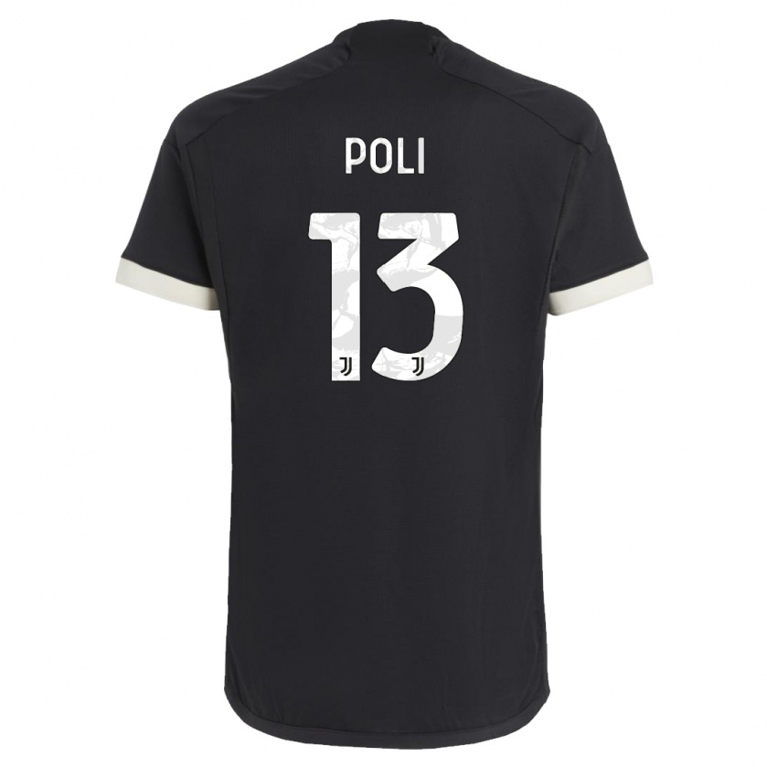 Kandiny Niño Camiseta Fabrizio Poli #13 Negro Equipación Tercera 2023/24 La Camisa Chile