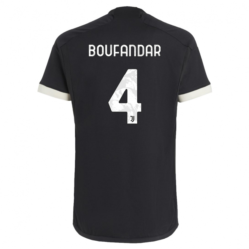 Kandiny Niño Camiseta Adam Boufandar #4 Negro Equipación Tercera 2023/24 La Camisa Chile