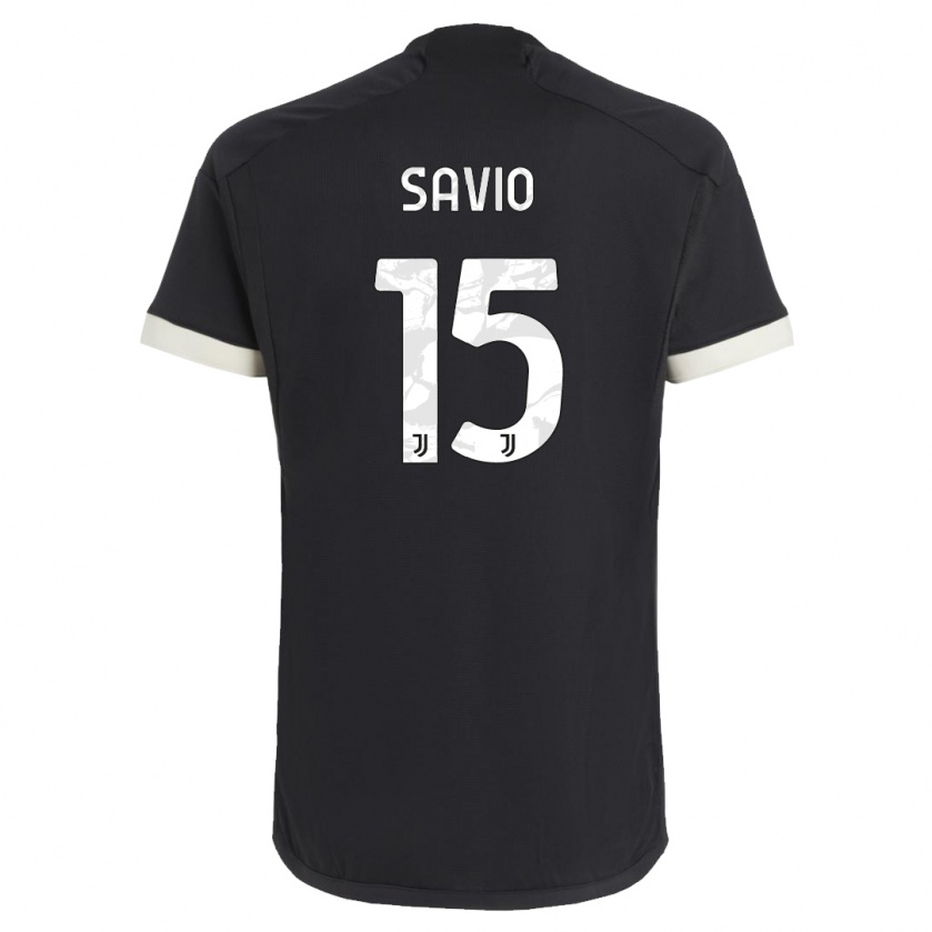 Kandiny Niño Camiseta Federico Savio #15 Negro Equipación Tercera 2023/24 La Camisa Chile