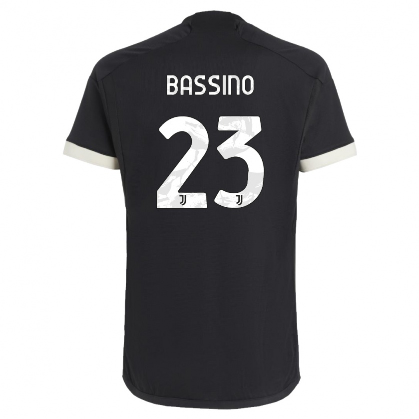 Kandiny Niño Camiseta Alessandro Bassino #23 Negro Equipación Tercera 2023/24 La Camisa Chile