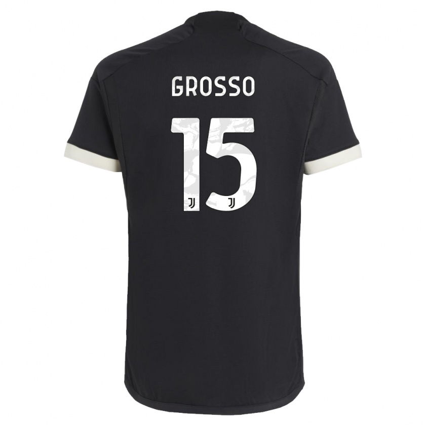Kandiny Niño Camiseta Julia Grosso #15 Negro Equipación Tercera 2023/24 La Camisa Chile