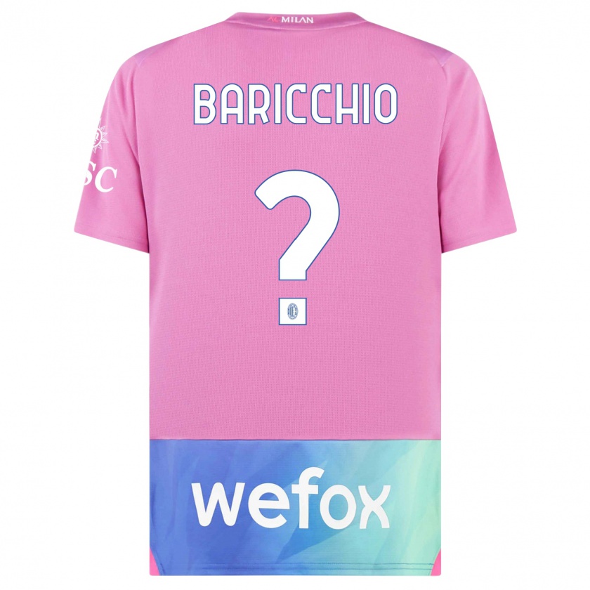 Kandiny Niño Camiseta Luca Baricchio #0 Rosado Morado Equipación Tercera 2023/24 La Camisa Chile