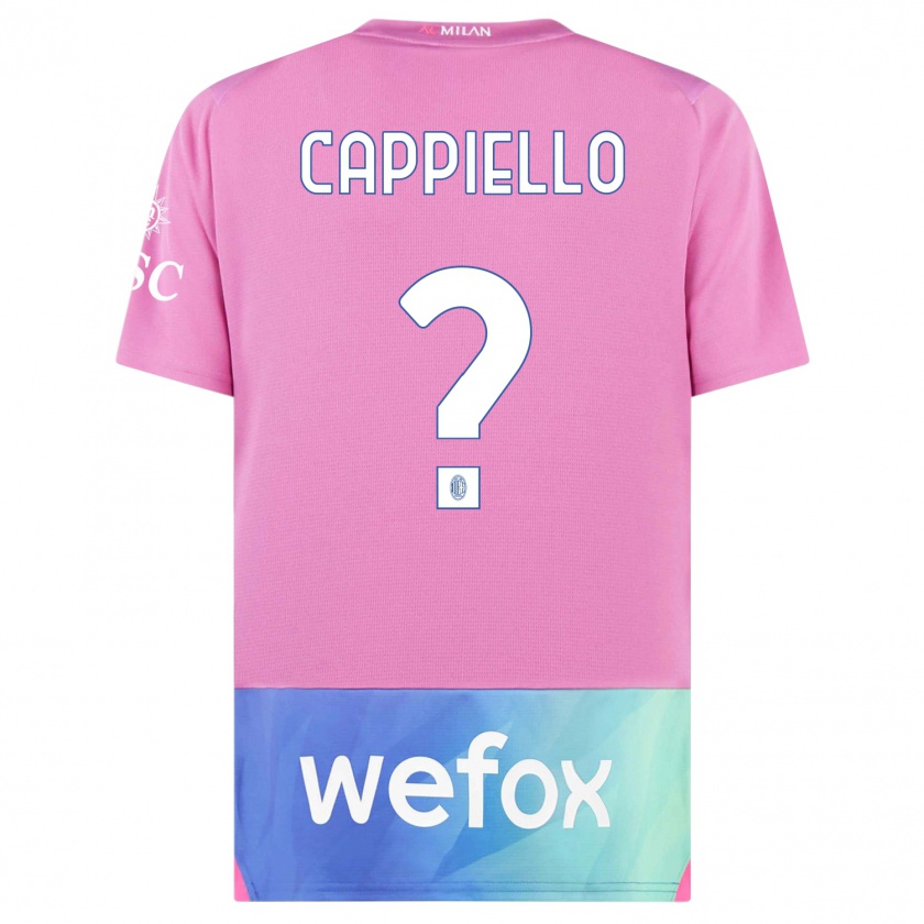 Kandiny Niño Camiseta Flavio Cappiello #0 Rosado Morado Equipación Tercera 2023/24 La Camisa Chile