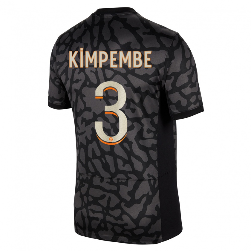 Kandiny Niño Camiseta Presnel Kimpembe #3 Negro Equipación Tercera 2023/24 La Camisa Chile