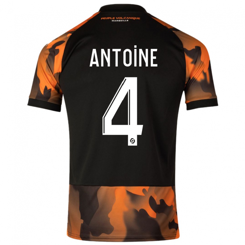 Kandiny Niño Camiseta Maud Antoine #4 Negro Naranja Equipación Tercera 2023/24 La Camisa Chile