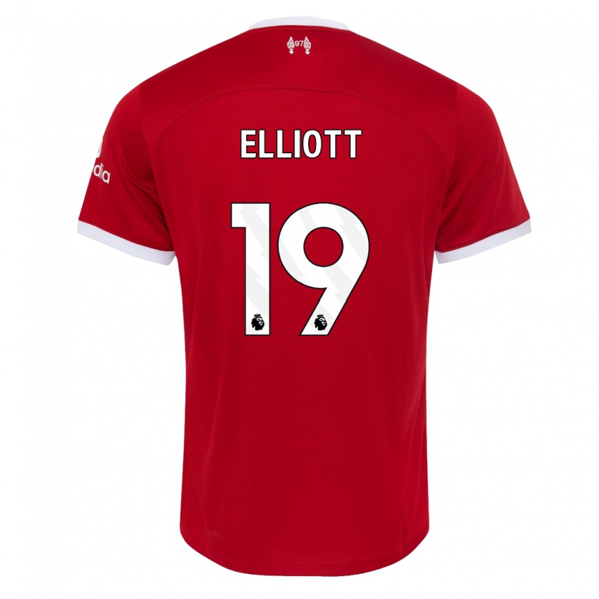 Kandiny Hombre Camiseta Harvey Elliott #19 Rojo 1ª Equipación 2023/24 La Camisa Chile
