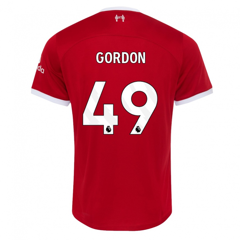 Kandiny Hombre Camiseta Kaide Gordon #49 Rojo 1ª Equipación 2023/24 La Camisa Chile
