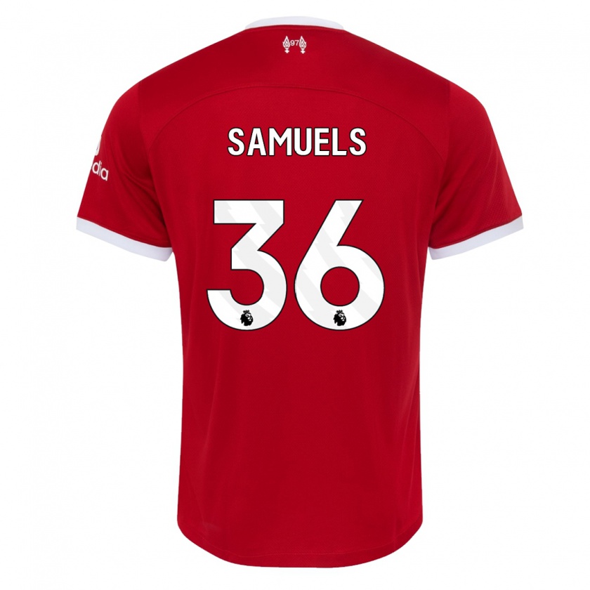 Kandiny Hombre Camiseta Kerron Samuels #36 Rojo 1ª Equipación 2023/24 La Camisa Chile