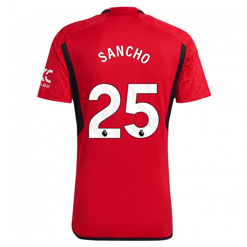 Kandiny Hombre Camiseta Jadon Sancho #25 Rojo 1ª Equipación 2023/24 La Camisa Chile