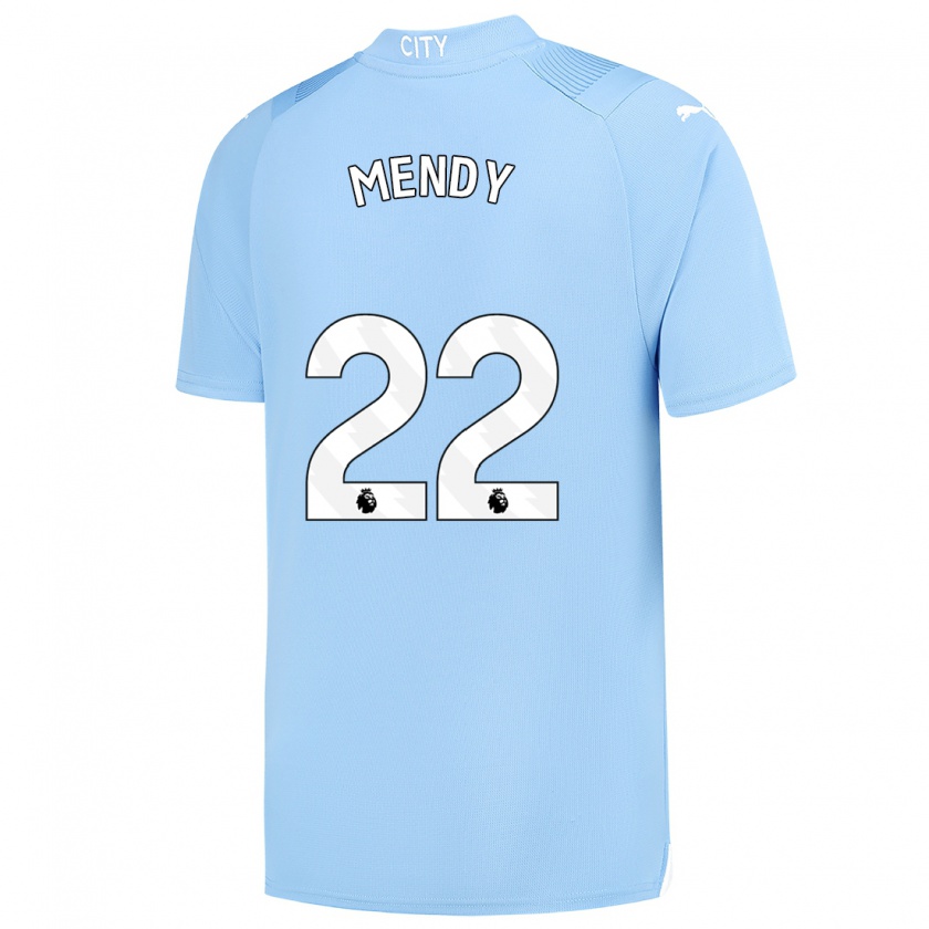 Kandiny Hombre Camiseta Benjamin Mendy #22 Azul Claro 1ª Equipación 2023/24 La Camisa Chile