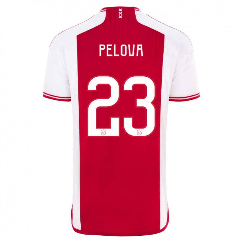 Kandiny Hombre Camiseta Victoria Pelova #23 Rojo Blanco 1ª Equipación 2023/24 La Camisa Chile