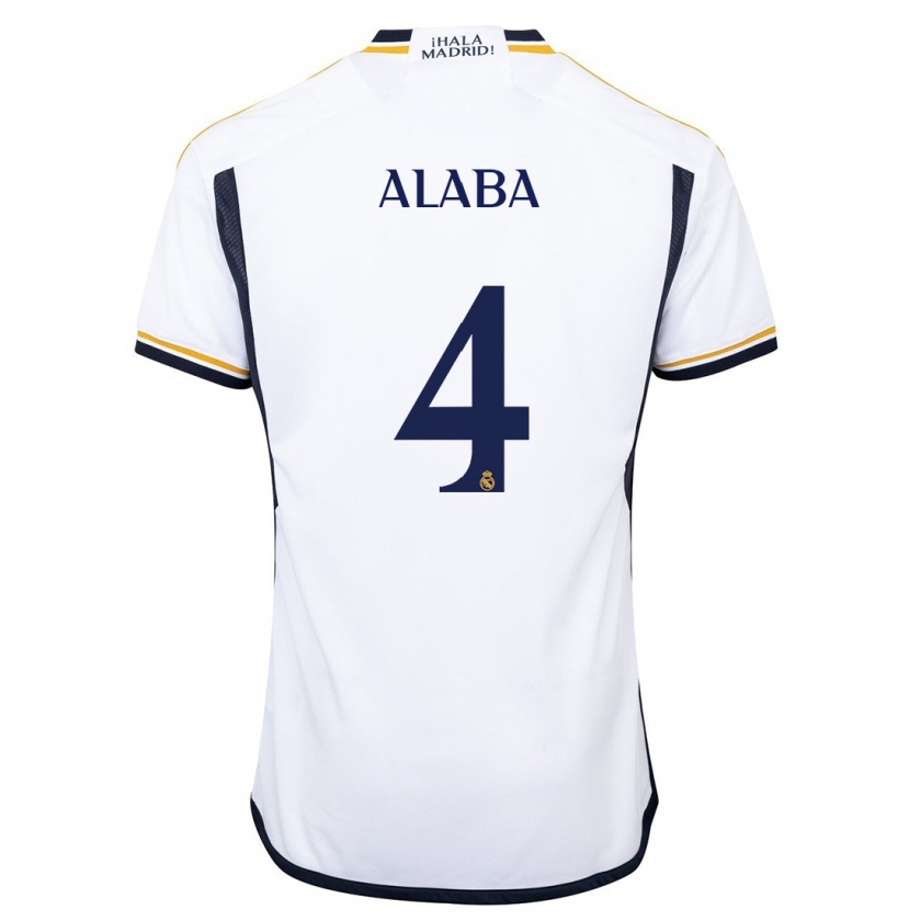 Kandiny Hombre Camiseta David Alaba #4 Blanco 1ª Equipación 2023/24 La Camisa Chile
