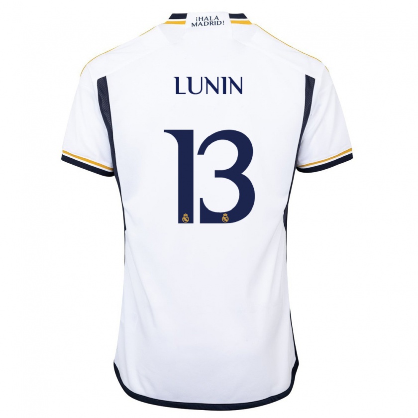 Kandiny Hombre Camiseta Andriy Lunin #13 Blanco 1ª Equipación 2023/24 La Camisa Chile