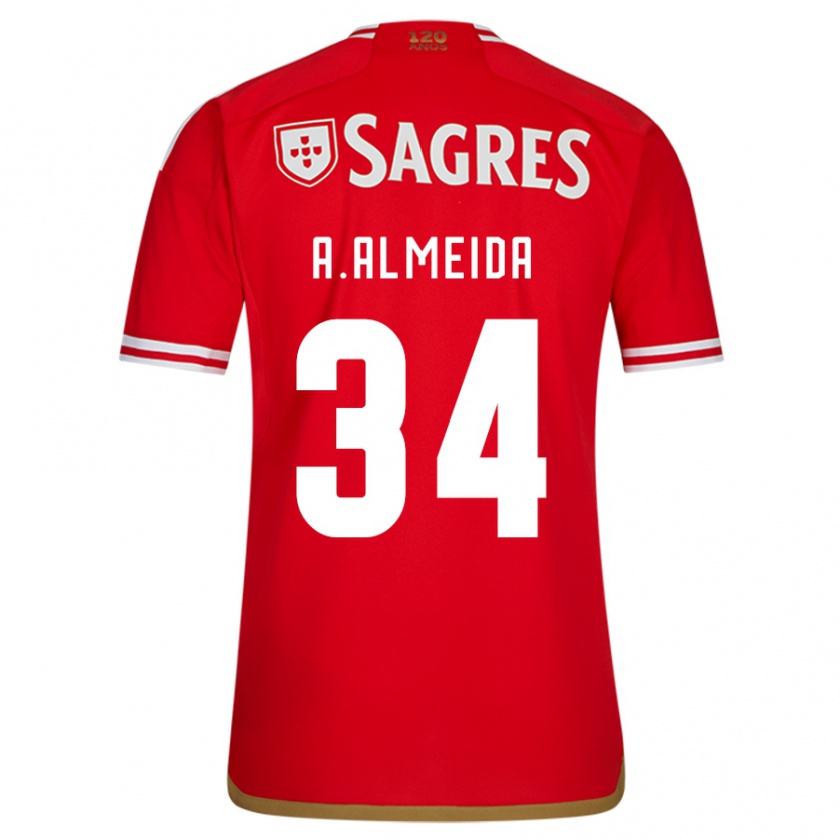 Kandiny Hombre Camiseta Andre Almeida #34 Rojo 1ª Equipación 2023/24 La Camisa Chile