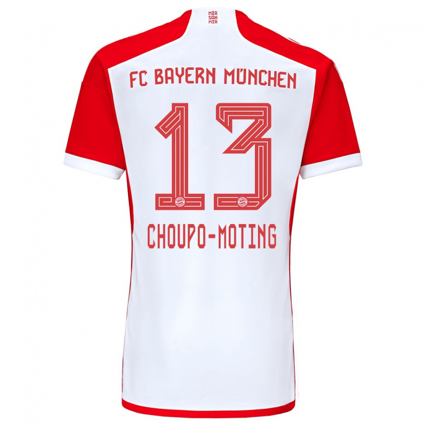 Kandiny Hombre Camiseta Eric Maxim Choupo-Moting #13 Rojo Blanco 1ª Equipación 2023/24 La Camisa Chile