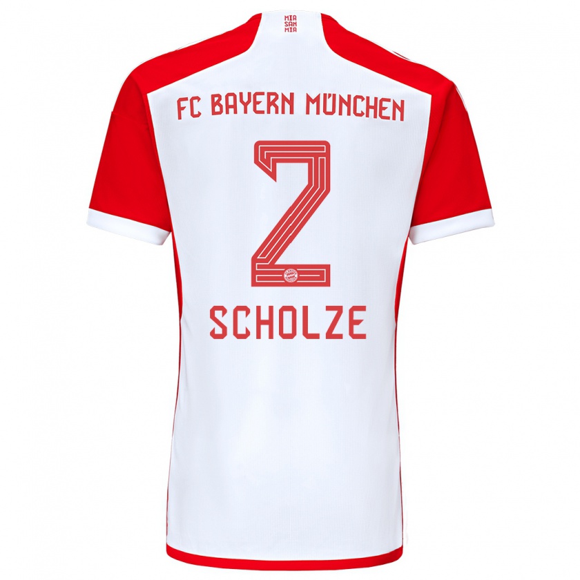 Kandiny Hombre Camiseta Max Scholze #2 Rojo Blanco 1ª Equipación 2023/24 La Camisa Chile