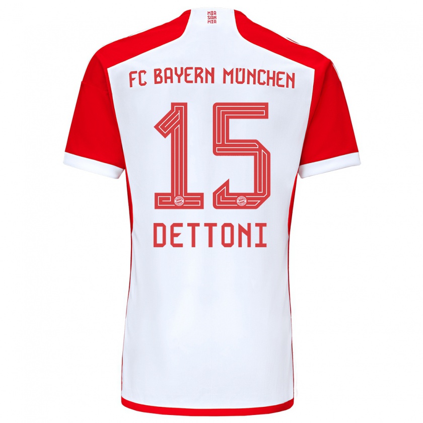 Kandiny Hombre Camiseta Grayson Dettoni #15 Rojo Blanco 1ª Equipación 2023/24 La Camisa Chile