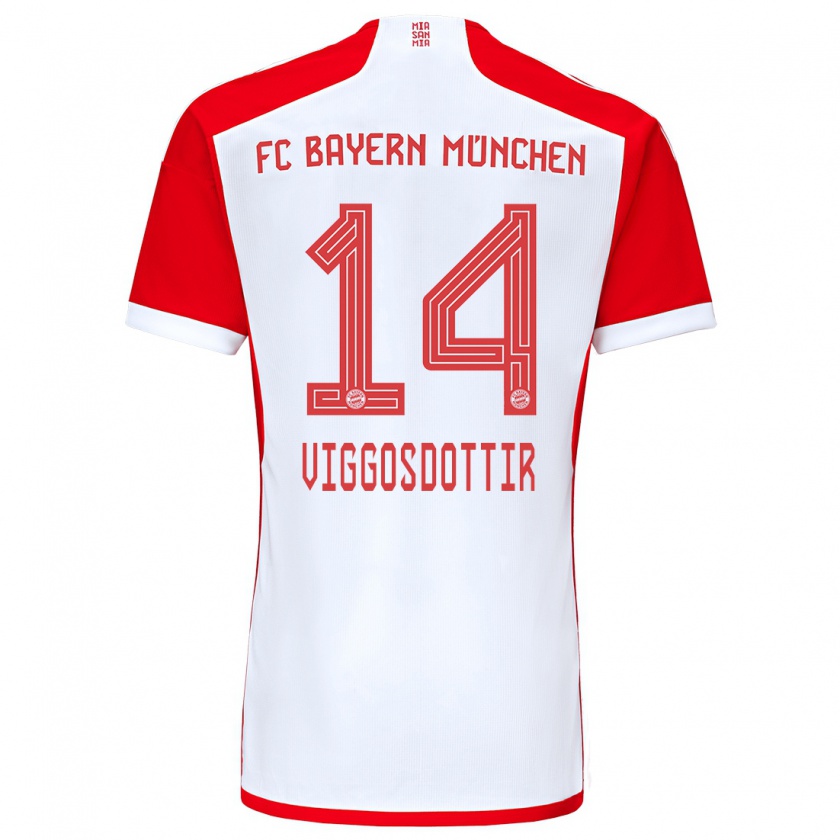Kandiny Hombre Camiseta Glodis Perla Viggosdottir #14 Rojo Blanco 1ª Equipación 2023/24 La Camisa Chile