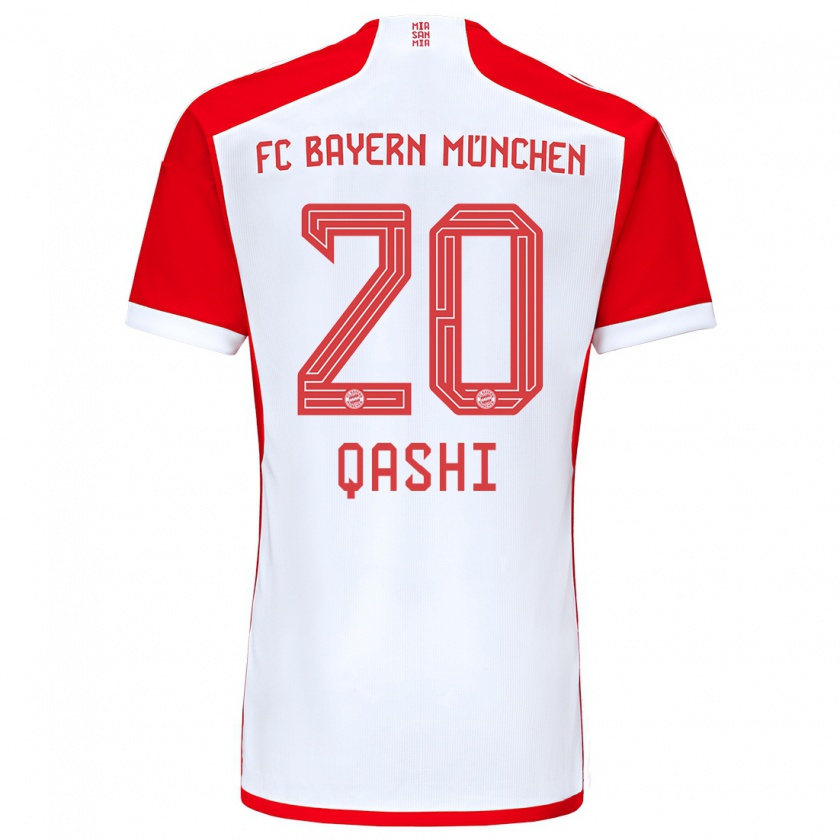 Kandiny Hombre Camiseta Yousef Qashi #20 Rojo Blanco 1ª Equipación 2023/24 La Camisa Chile