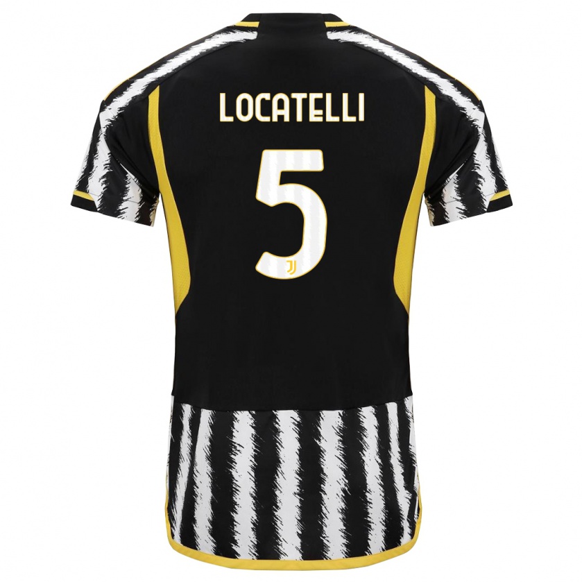 Kandiny Hombre Camiseta Manuel Locatelli #5 Blanco Negro 1ª Equipación 2023/24 La Camisa Chile