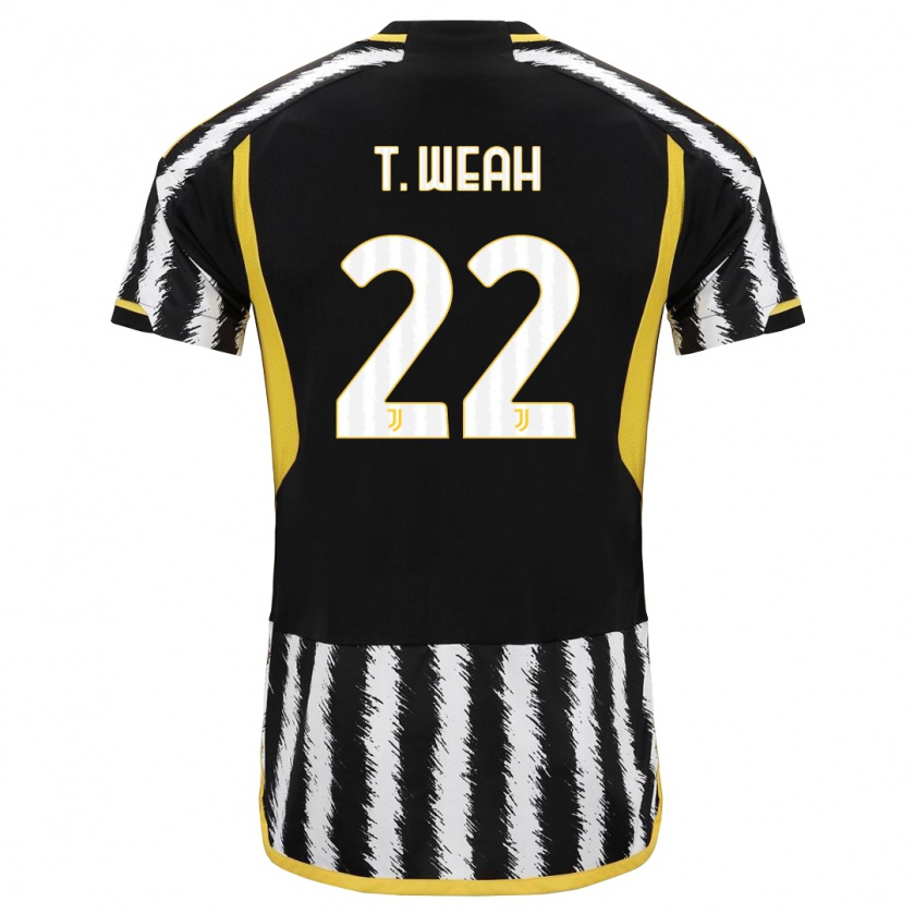 Kandiny Hombre Camiseta Timothy Weah #22 Blanco Negro 1ª Equipación 2023/24 La Camisa Chile