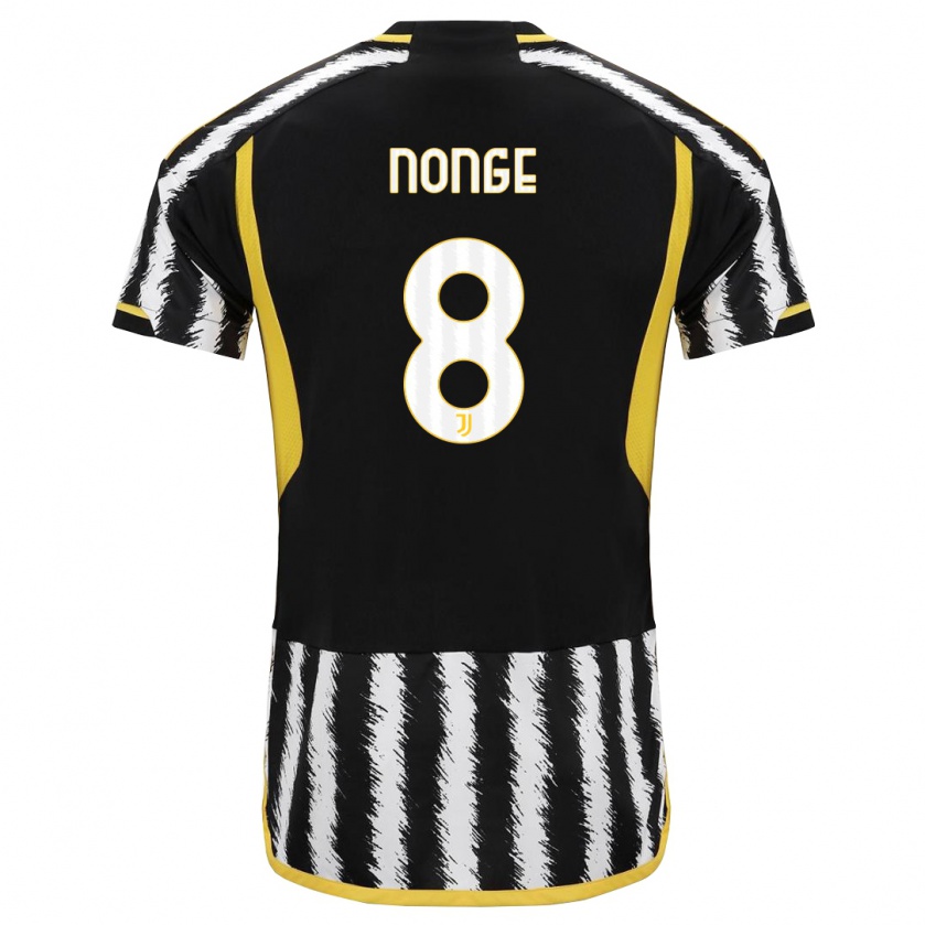 Kandiny Hombre Camiseta Joseph Nonge #8 Blanco Negro 1ª Equipación 2023/24 La Camisa Chile