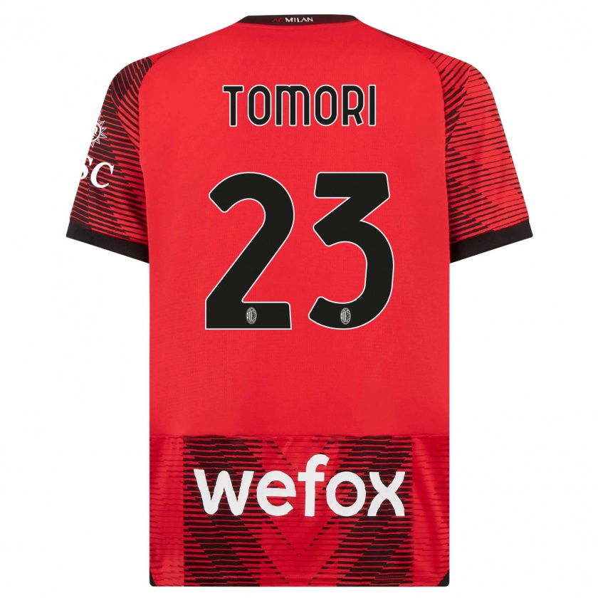 Kandiny Hombre Camiseta Fikayo Tomori #23 Negro Rojo 1ª Equipación 2023/24 La Camisa Chile