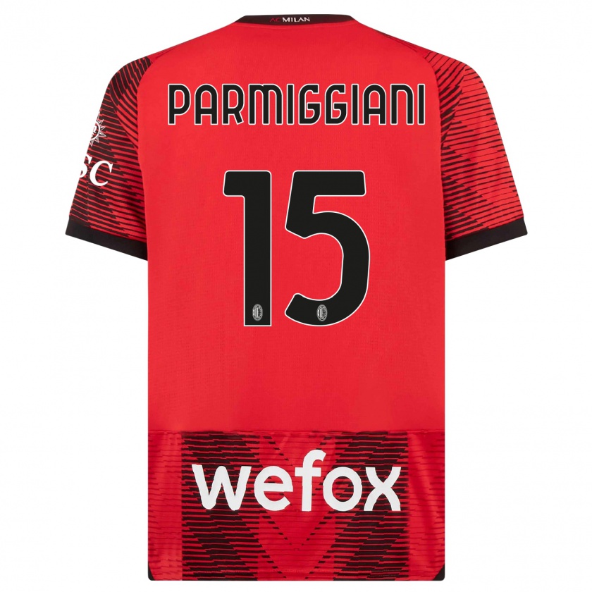 Kandiny Hombre Camiseta Pietro Parmiggiani #15 Negro Rojo 1ª Equipación 2023/24 La Camisa Chile