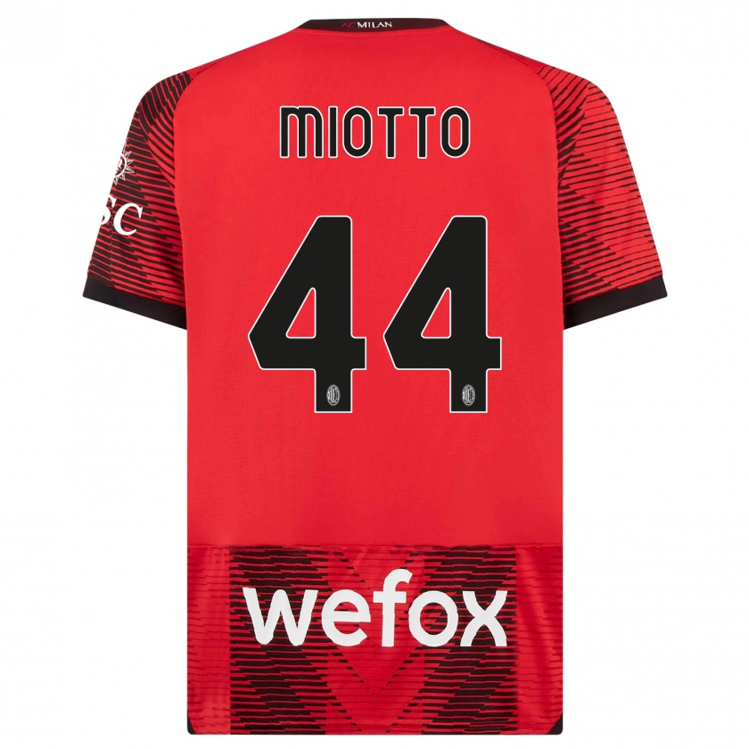 Kandiny Hombre Camiseta Giorgia Miotto #44 Negro Rojo 1ª Equipación 2023/24 La Camisa Chile