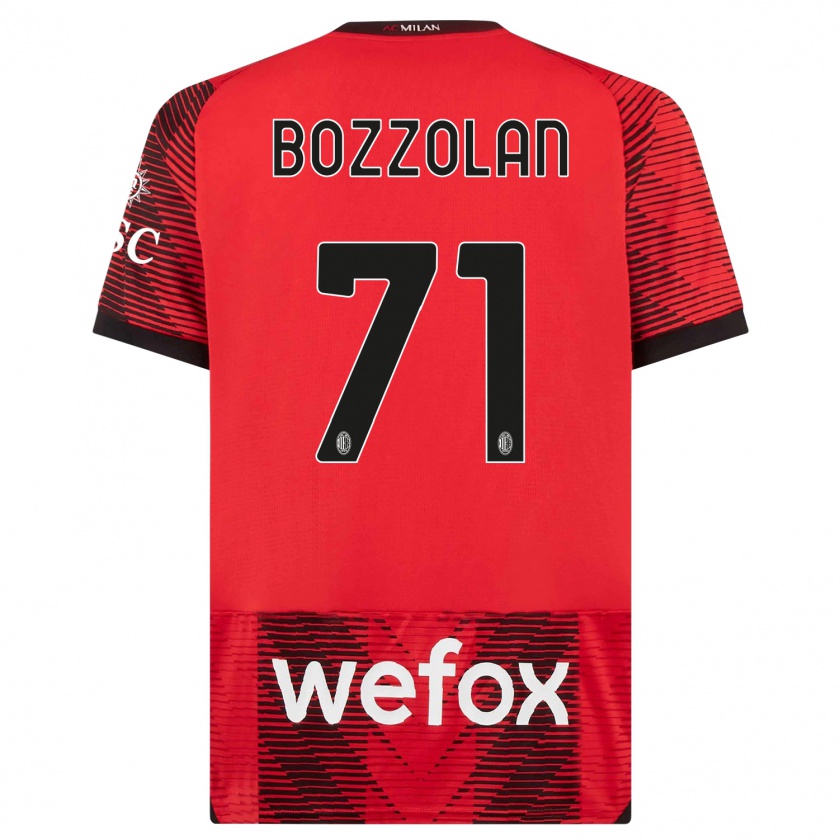 Kandiny Hombre Camiseta Andrea Bozzolan #71 Negro Rojo 1ª Equipación 2023/24 La Camisa Chile