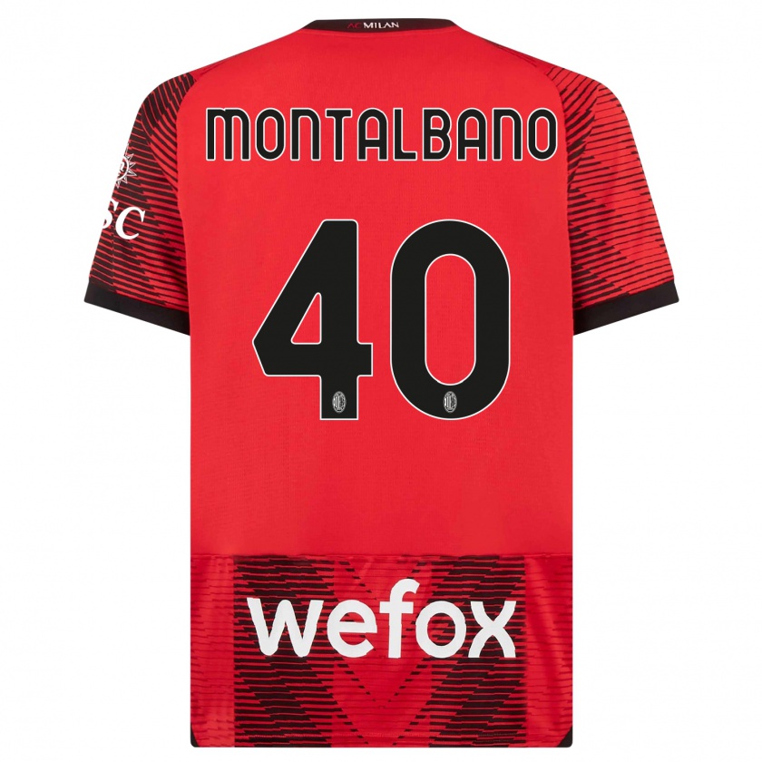 Kandiny Hombre Camiseta Nicolo Montalbano #40 Negro Rojo 1ª Equipación 2023/24 La Camisa Chile