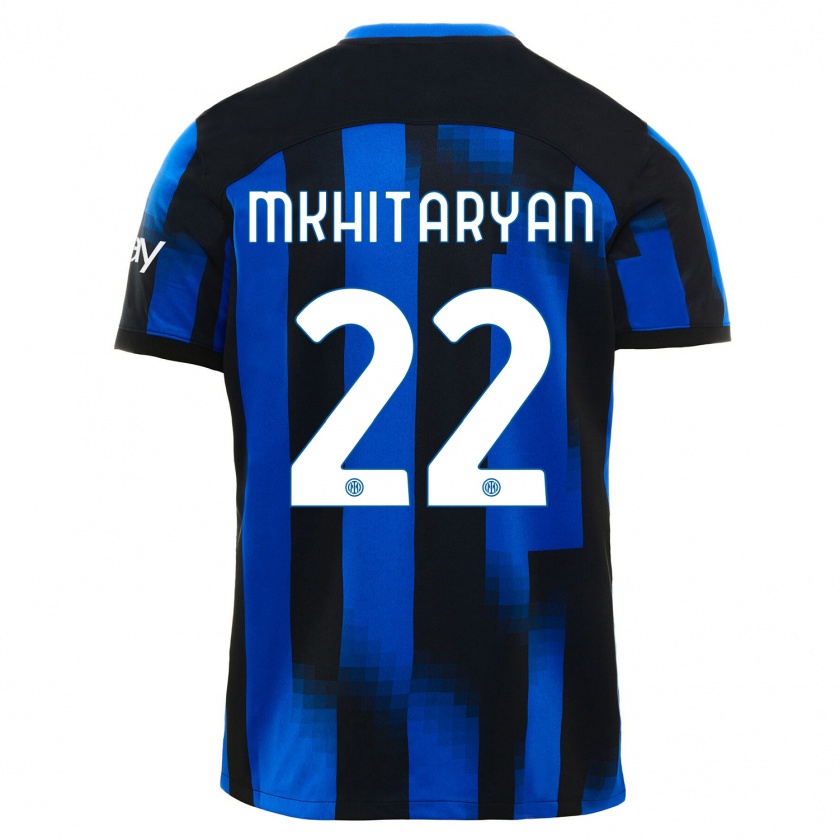 Kandiny Hombre Camiseta Henrikh Mkhitaryan #22 Azul Negro 1ª Equipación 2023/24 La Camisa Chile