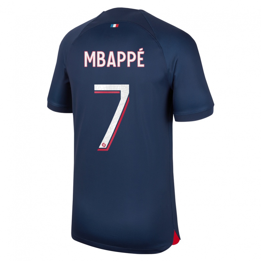 Kandiny Hombre Camiseta Kylian Mbappé #7 Azul Rojo 1ª Equipación 2023/24 La Camisa Chile