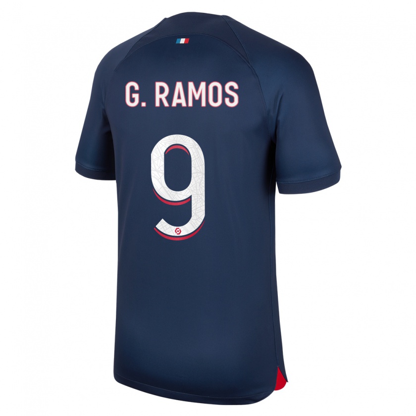 Kandiny Hombre Camiseta Gonçalo Ramos #9 Azul Rojo 1ª Equipación 2023/24 La Camisa Chile