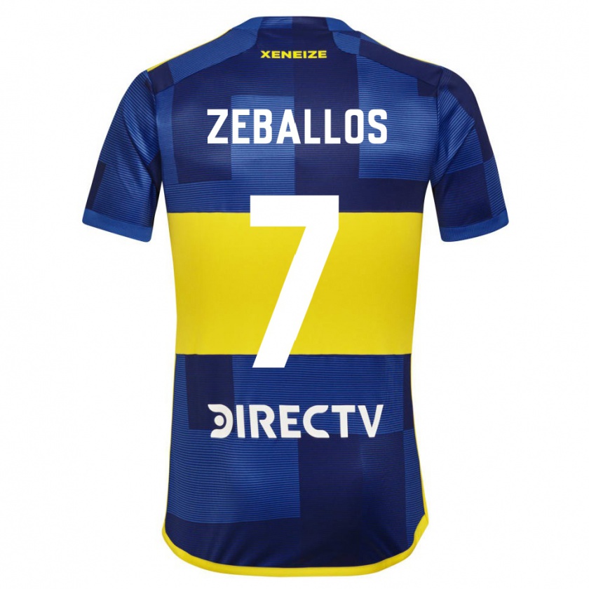Kandiny Hombre Camiseta Exequiel Zeballos #7 Azul Oscuro Amarillo 1ª Equipación 2023/24 La Camisa Chile