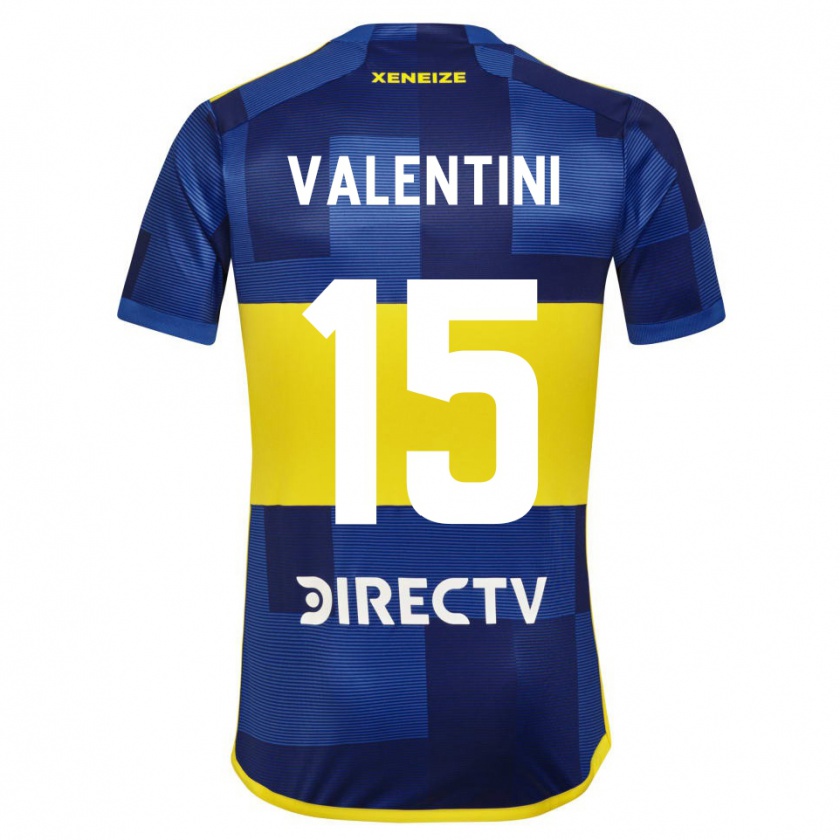 Kandiny Hombre Camiseta Nicolás Valentini #15 Azul Oscuro Amarillo 1ª Equipación 2023/24 La Camisa Chile